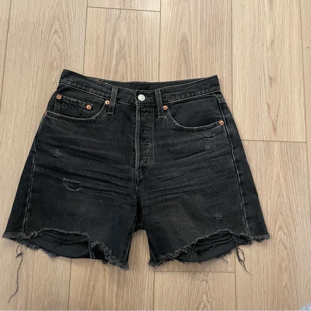Levi's Black Distressed Jean Shorts
